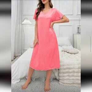 Women’s Polka Dot Nightdress – Soft Short Sleeve Sleepwear